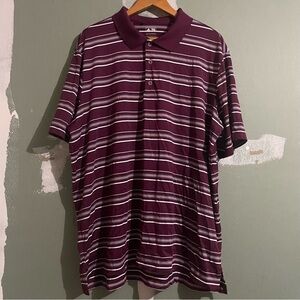 Adidas Puremotion Mens Striped Polo Shirt Golf Burgundy 2XL